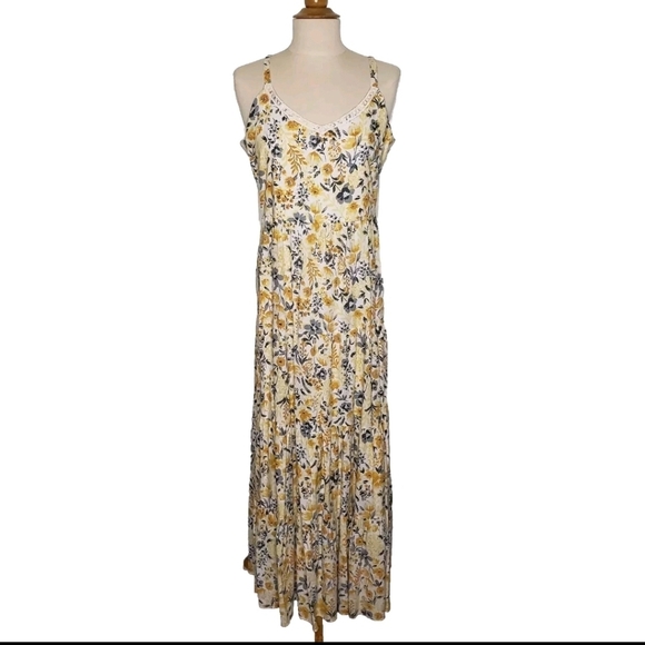 Joie Maxi Dress 6 Spaghetti Straps Cottagecore Prairie Lace Boho Wedding Beach - Picture 1 of 12